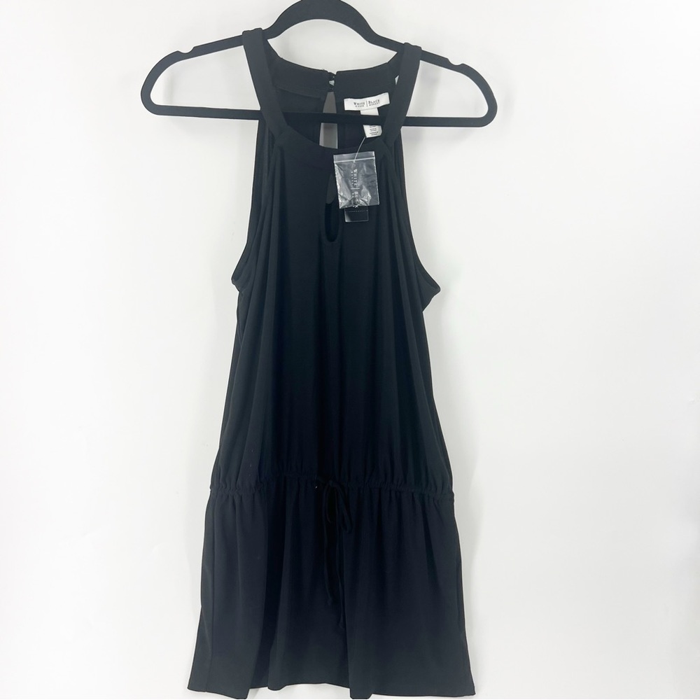 ✅ NWT WHBM BLACK‎ DRAWSTRING WAIST dress SIZE LARGE